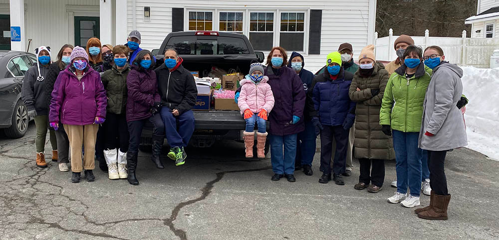 Members of the New Hurley Reformed Church pose on Saturday after packing food, blankets and clothing for homeless people in Poughkeepsie. From left to right: Lawanna Huber, Lisa Stoker, Pat Karnig, Donna Walling, Emily Schruffer, Bonnie Crisci, Todd Craner, Rachel Buscher, Mike Manzo, Angel Schruffer, Kay Swanson, Carol Heaton, Gary Karnig, George Heaton, Liz Burdick, Dom Crisci, Julie Craner and Glynis Craner.